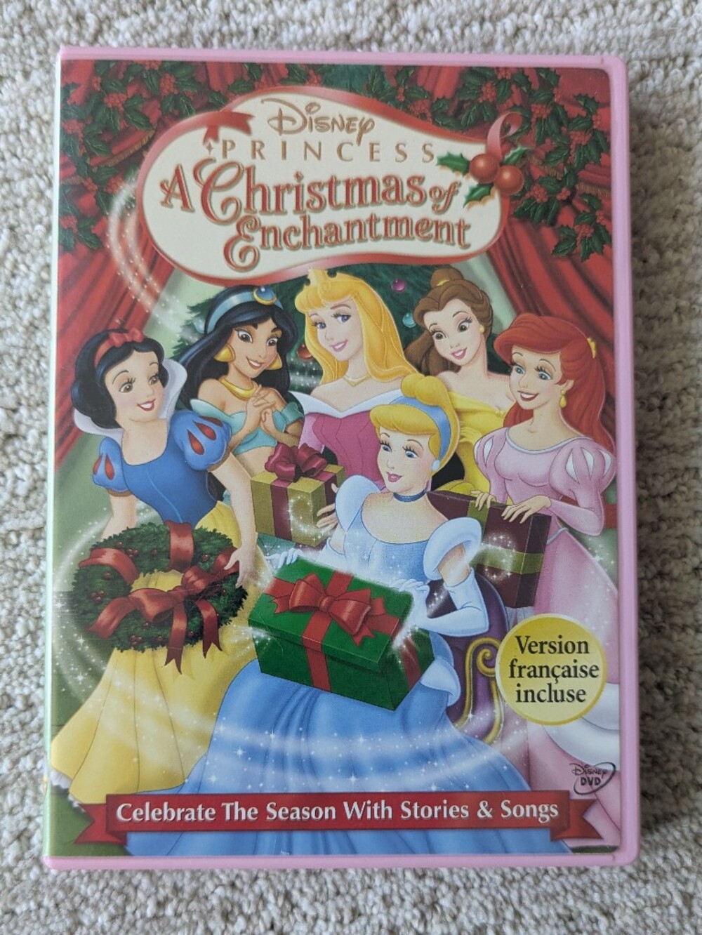 Disney Princess Holiday Stories & Songs DVD — Pink, Blue, Yellow, Green